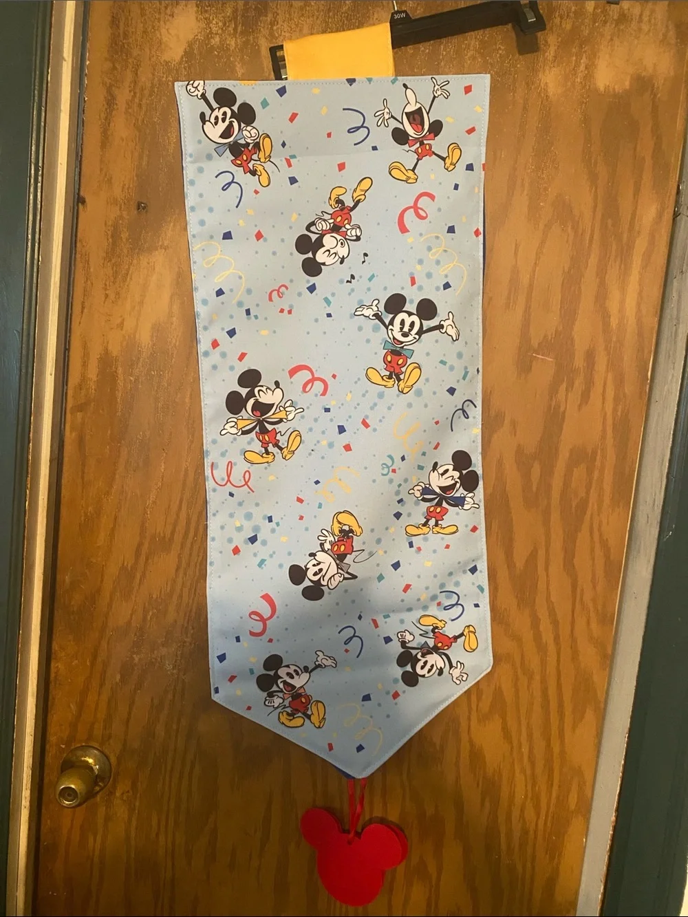 Disney Mickey Mouse Light Blue Welcome Pennant Banner with Red Accents